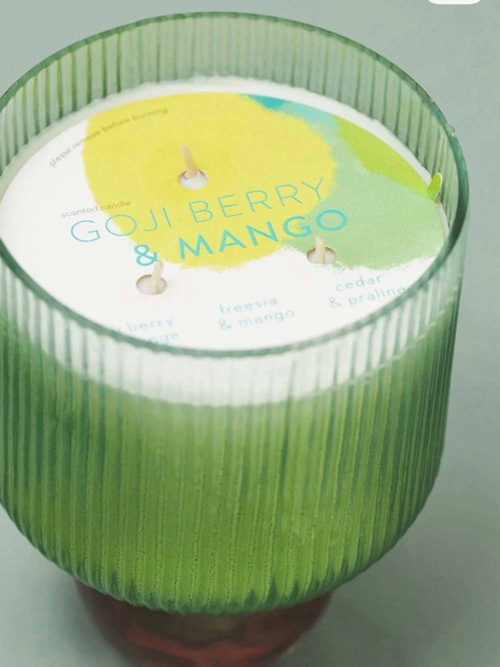 Anthropologie pedestal fruity goji berry & mango glass candle, NEW!